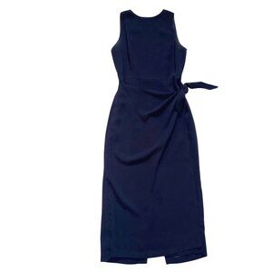 Jones New York Petite Black Sleeveless Sheath Dress Midi Tie Waist 2P